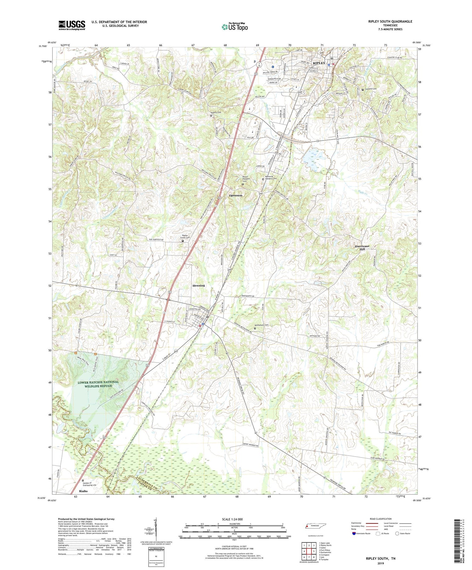 Ripley South Tennessee US Topo Map Image