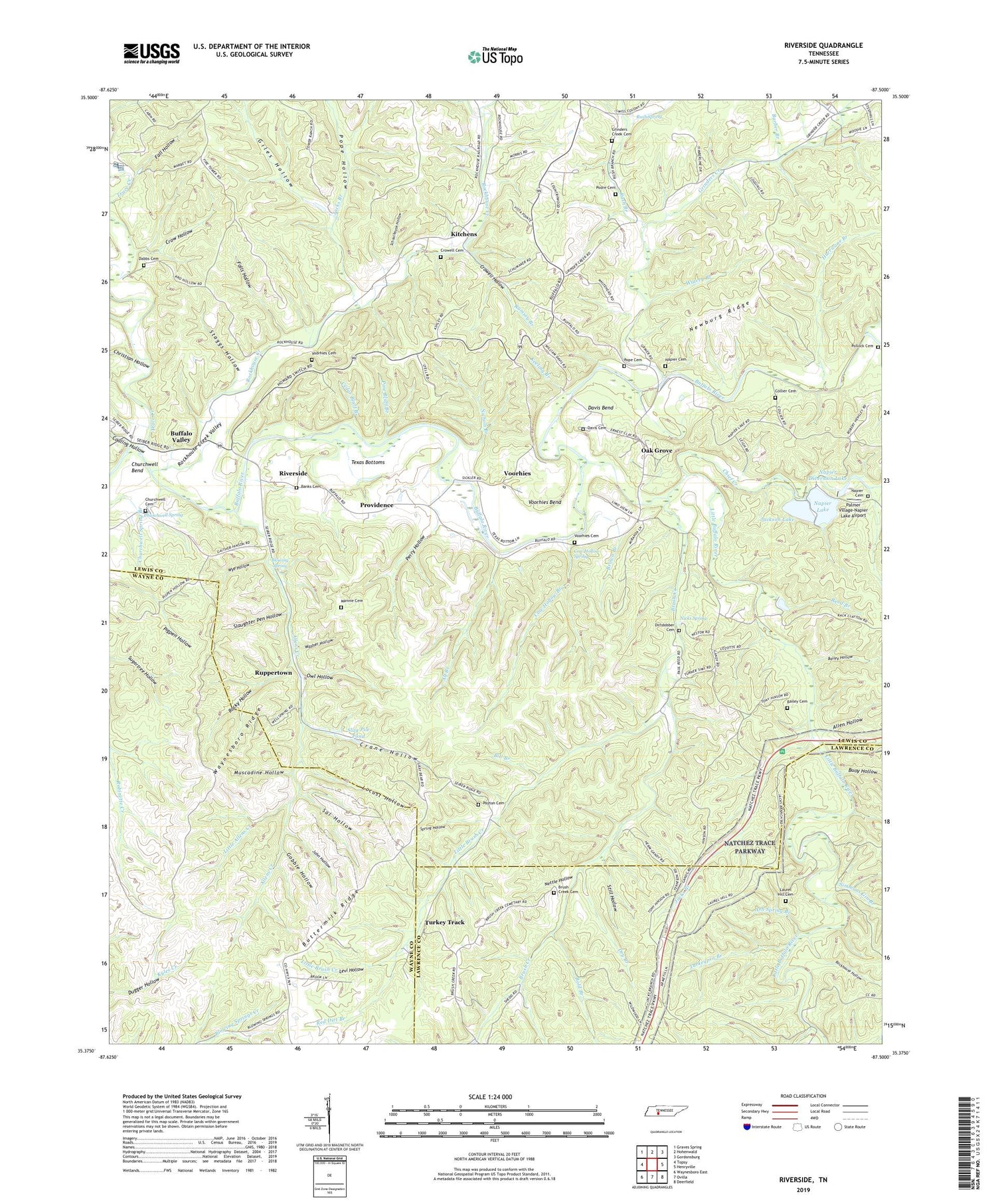 Riverside Tennessee US Topo Map Image