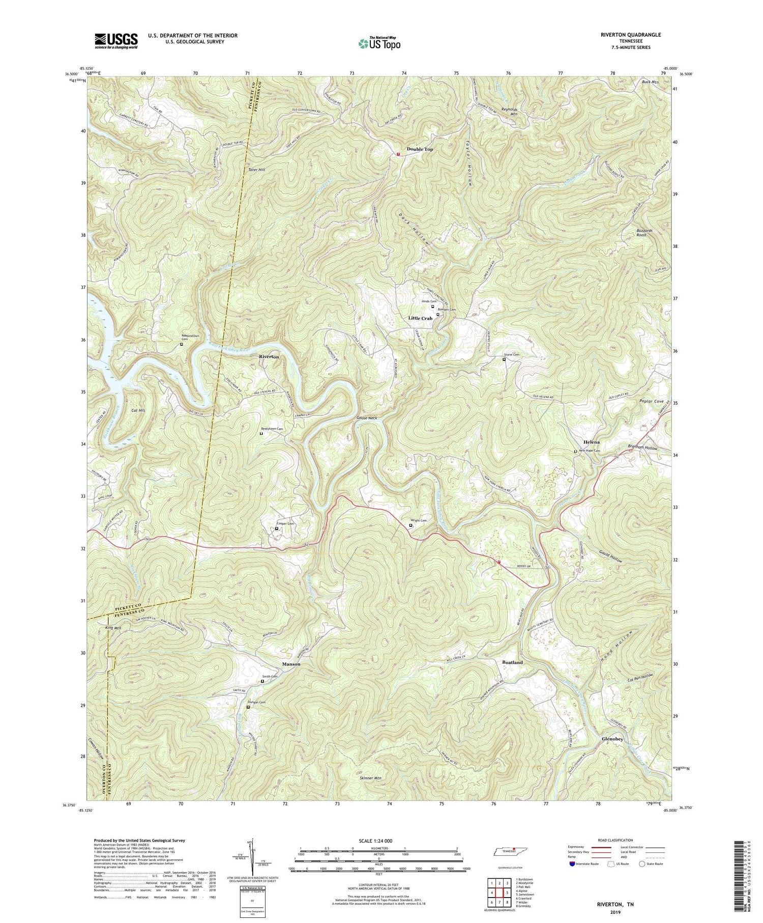 Riverton Tennessee US Topo Map Image