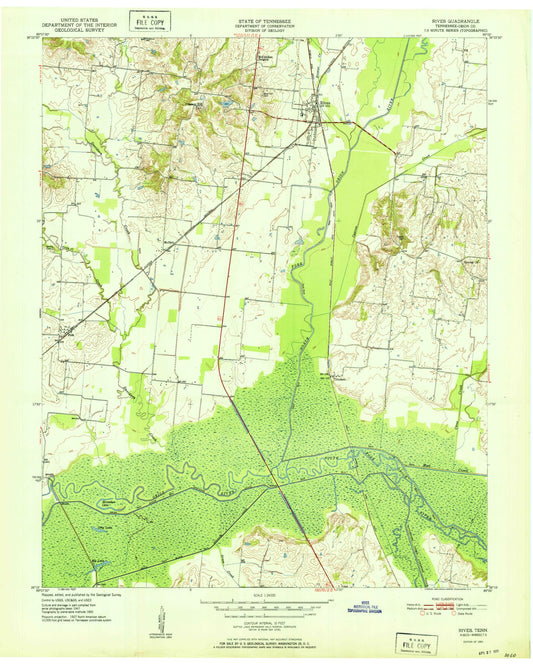 Classic USGS Rives Tennessee 7.5'x7.5' Topo Map Image