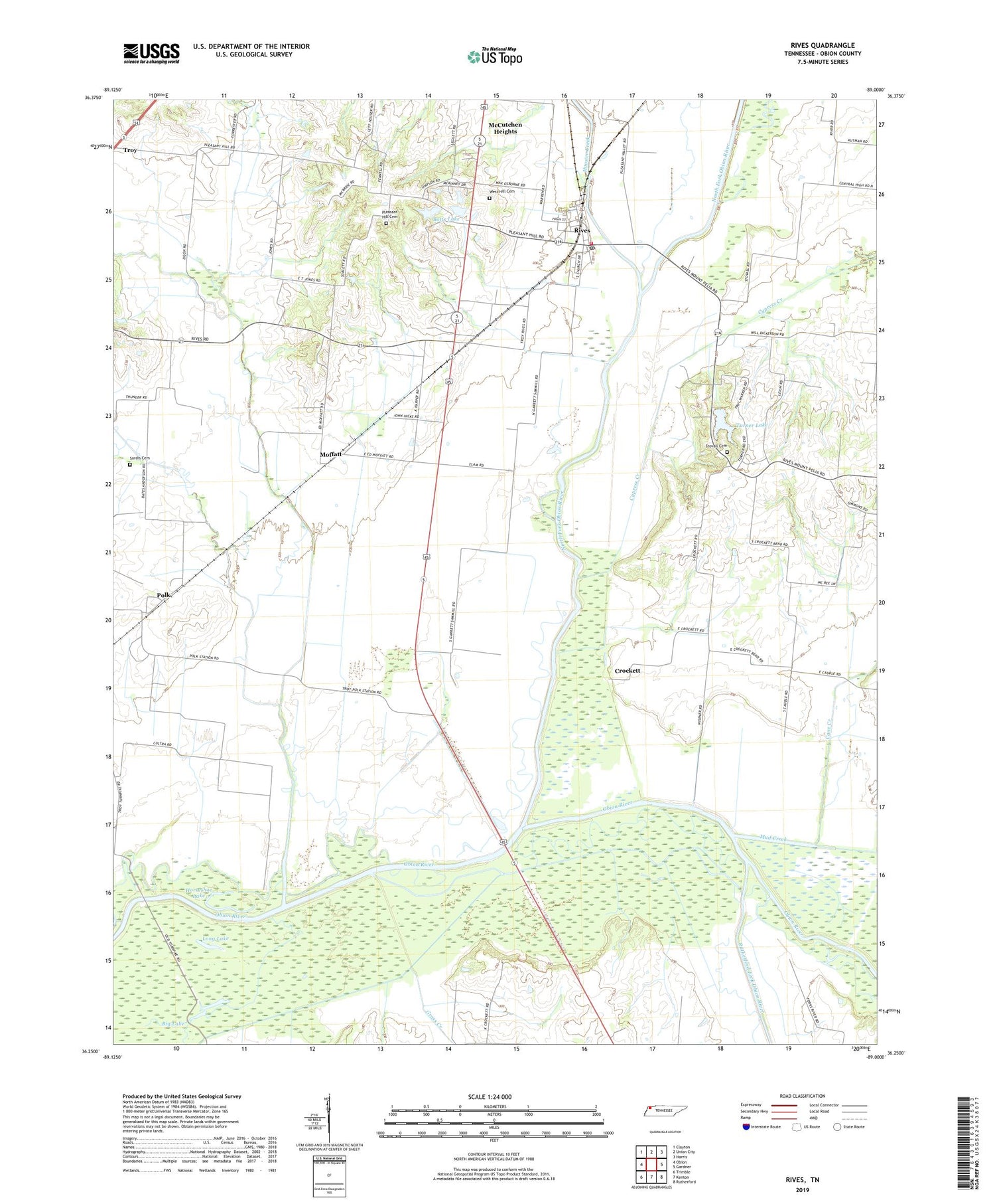 Rives Tennessee US Topo Map Image