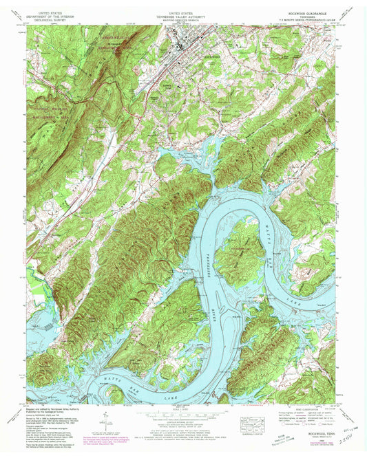 Classic USGS Rockwood Tennessee 7.5'x7.5' Topo Map Image
