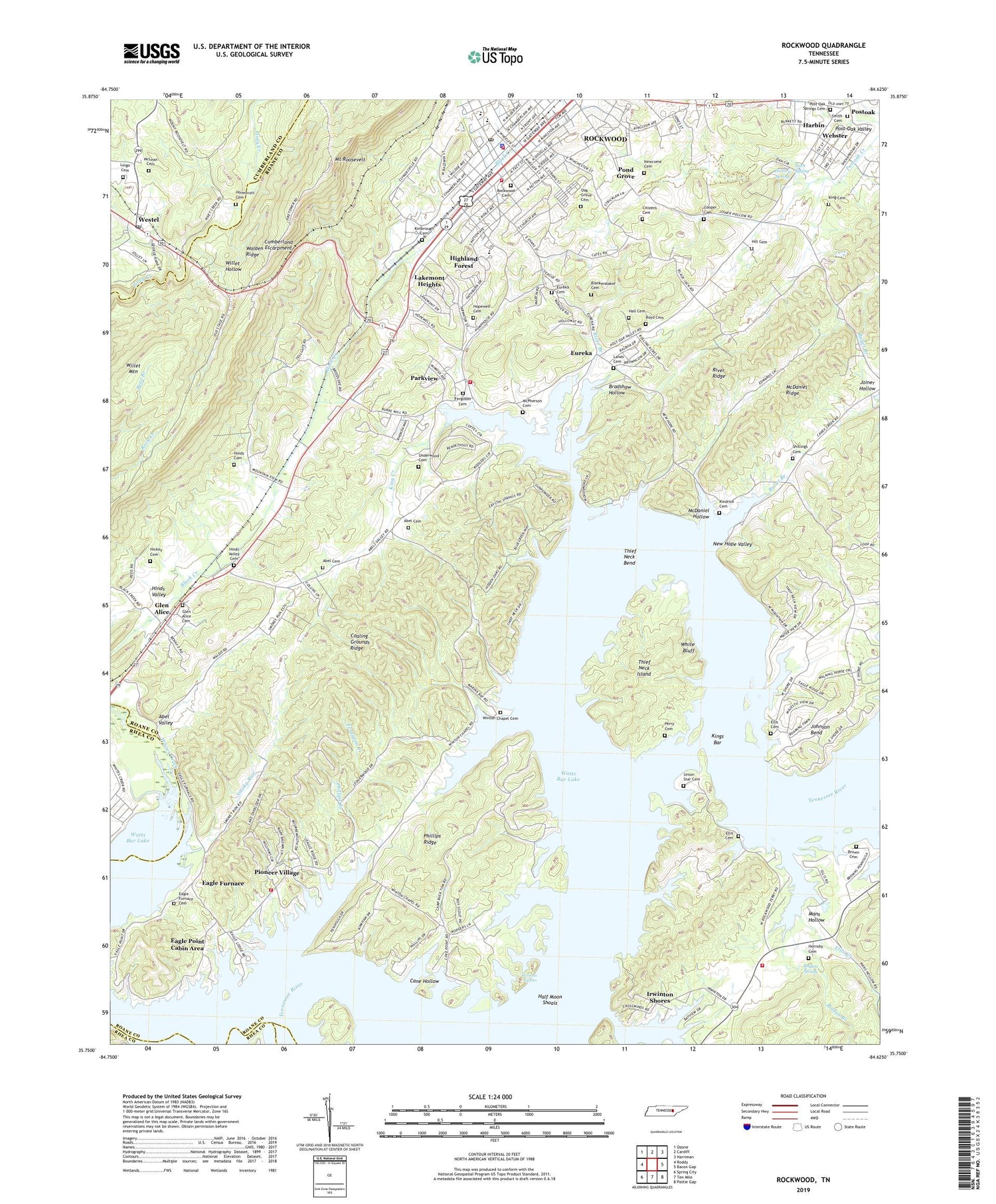 Rockwood Tennessee US Topo Map Image