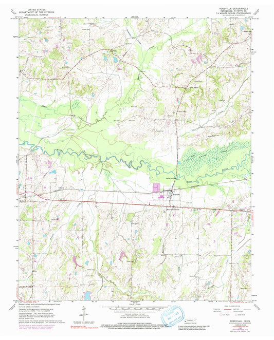 Classic USGS Rossville Tennessee 7.5'x7.5' Topo Map Image