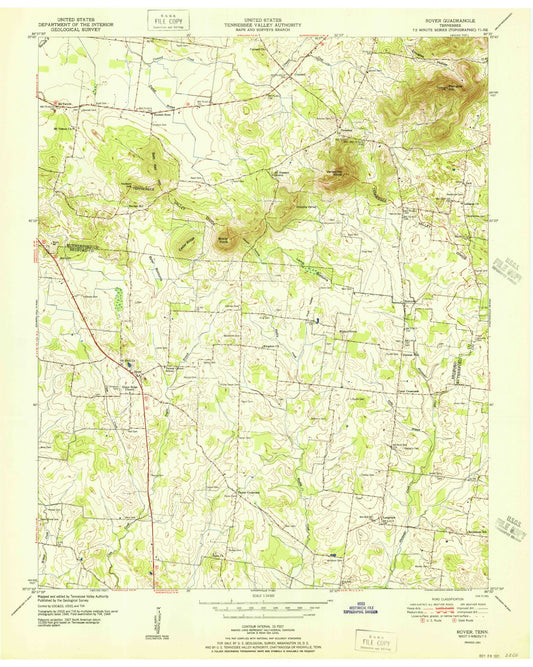 Classic USGS Rover Tennessee 7.5'x7.5' Topo Map Image