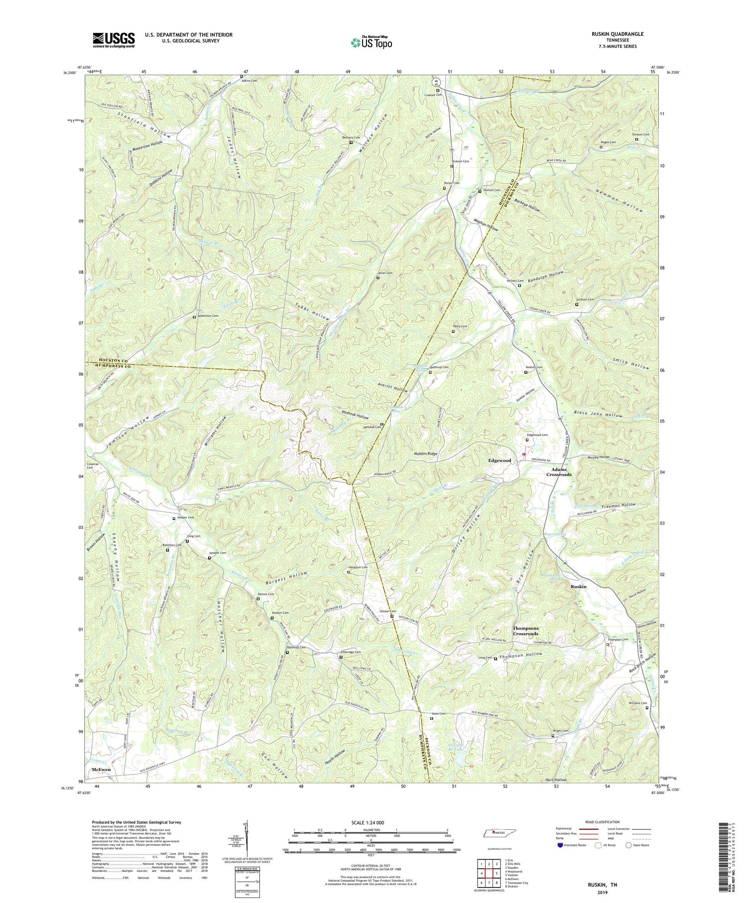 Ruskin Tennessee US Topo Map Image