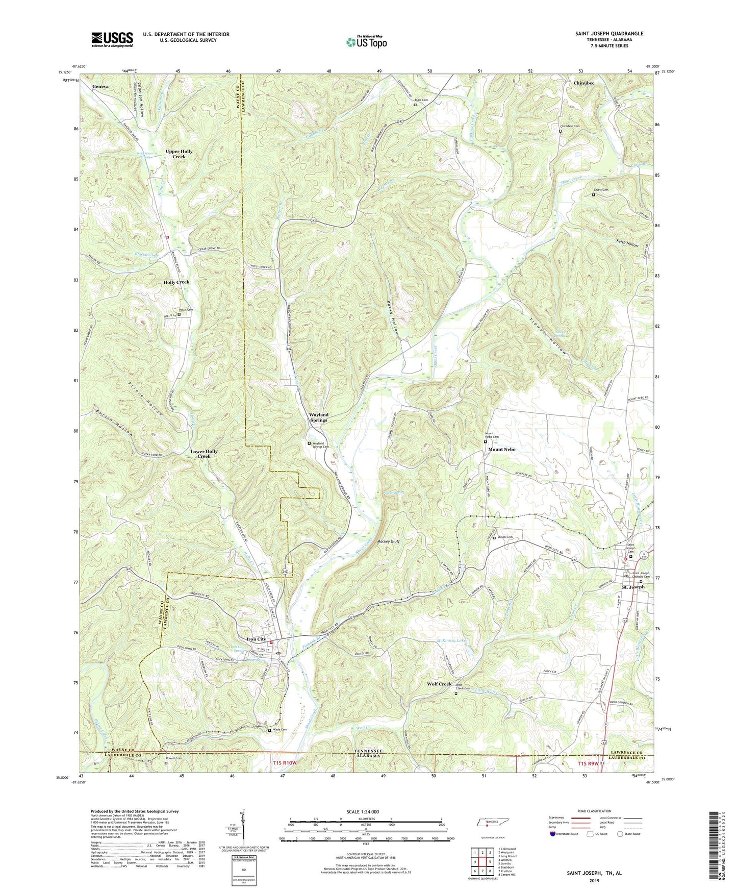 Saint Joseph Tennessee US Topo Map Image