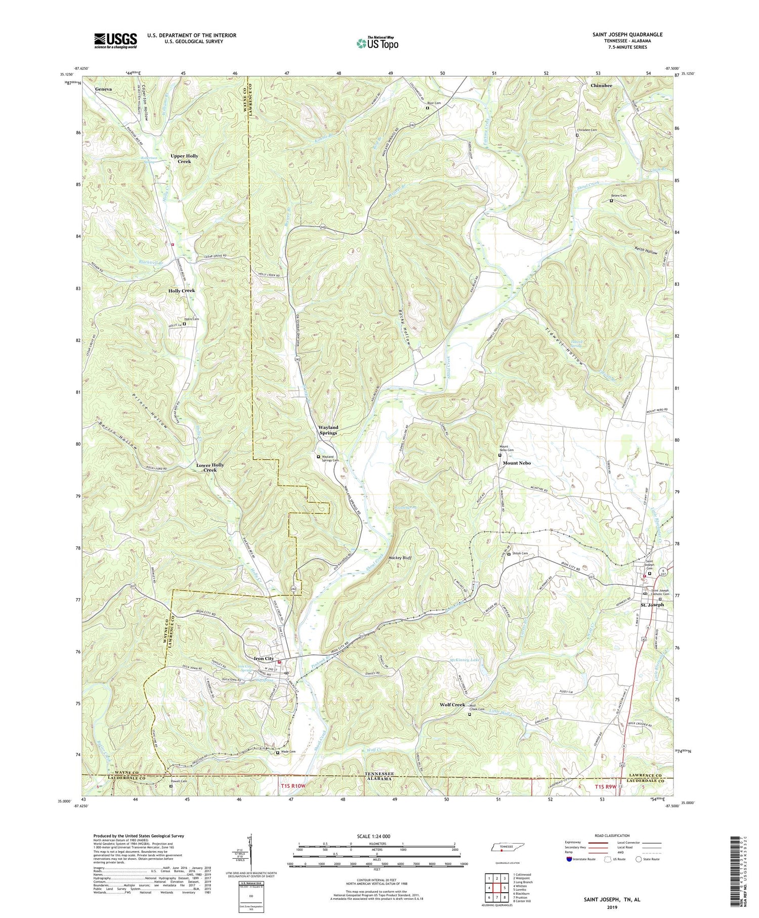 Saint Joseph Tennessee US Topo Map Image