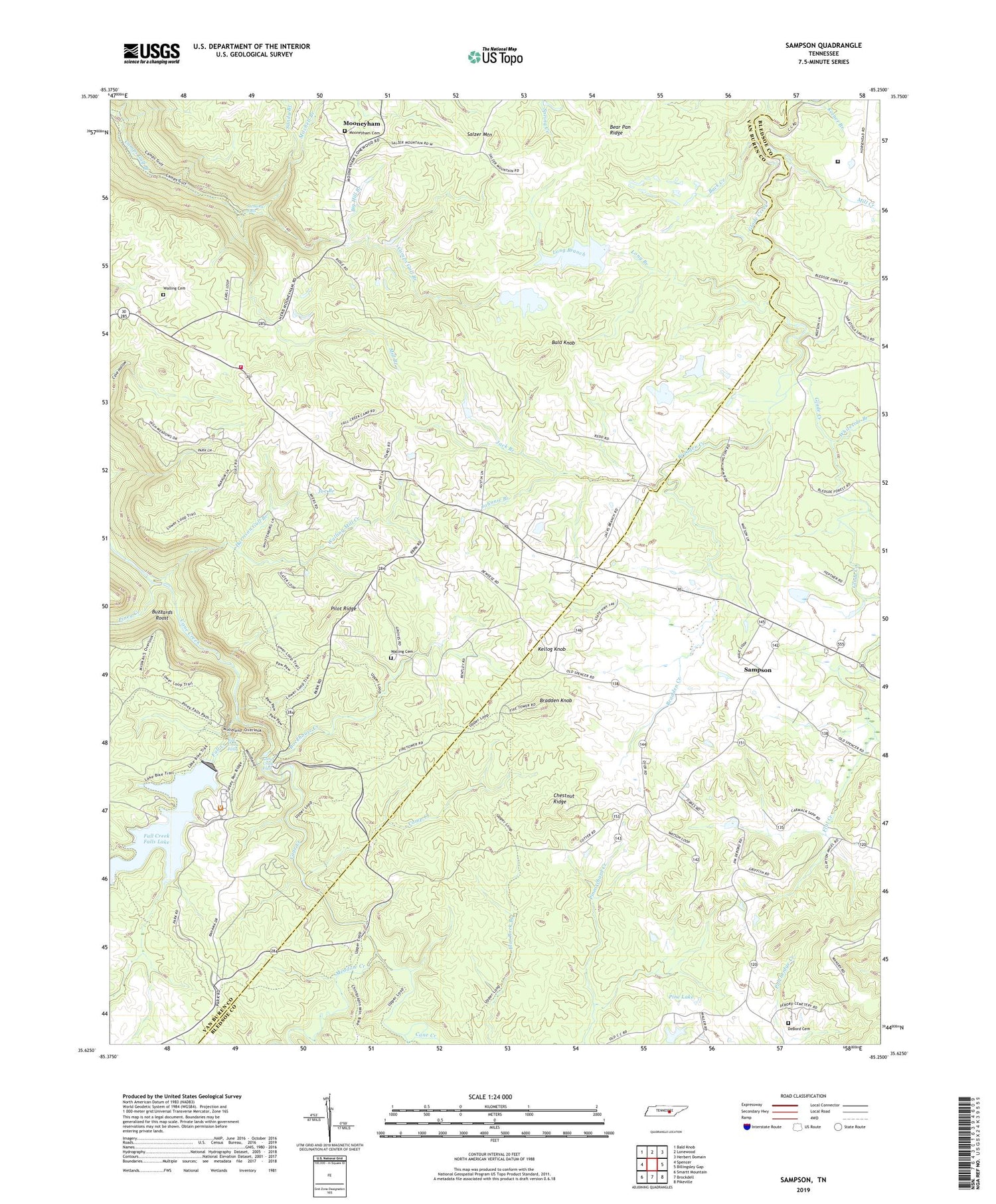 Sampson Tennessee US Topo Map Image