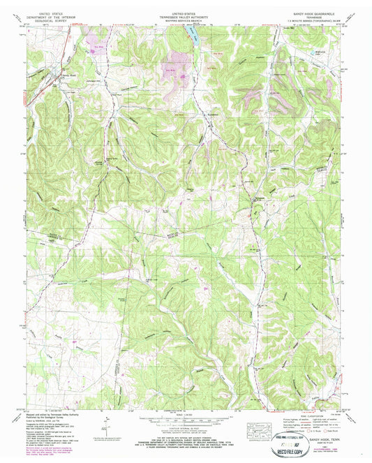 Classic USGS Sandy Hook Tennessee 7.5'x7.5' Topo Map Image