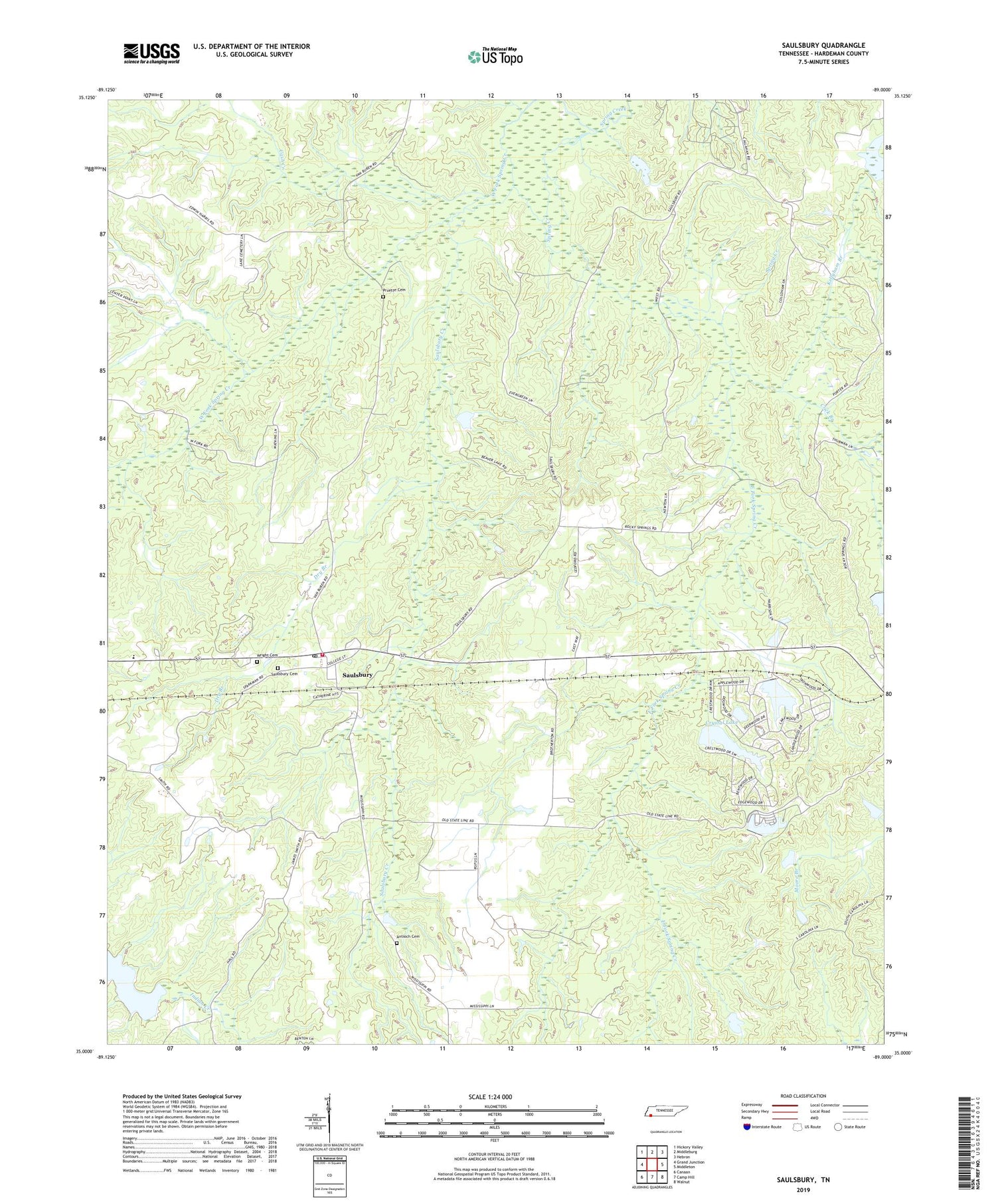 Saulsbury Tennessee US Topo Map Image