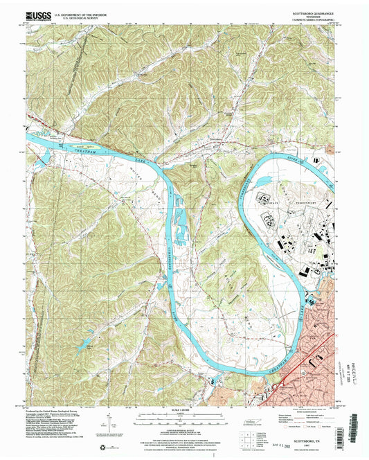 Classic USGS Scottsboro Tennessee 7.5'x7.5' Topo Map Image