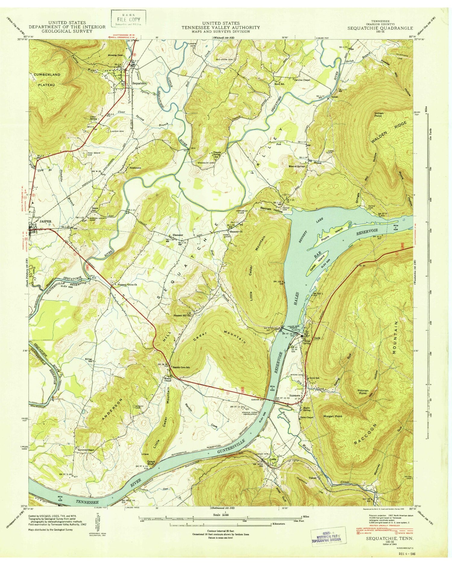 Classic USGS Sequatchie Tennessee 7.5'x7.5' Topo Map Image