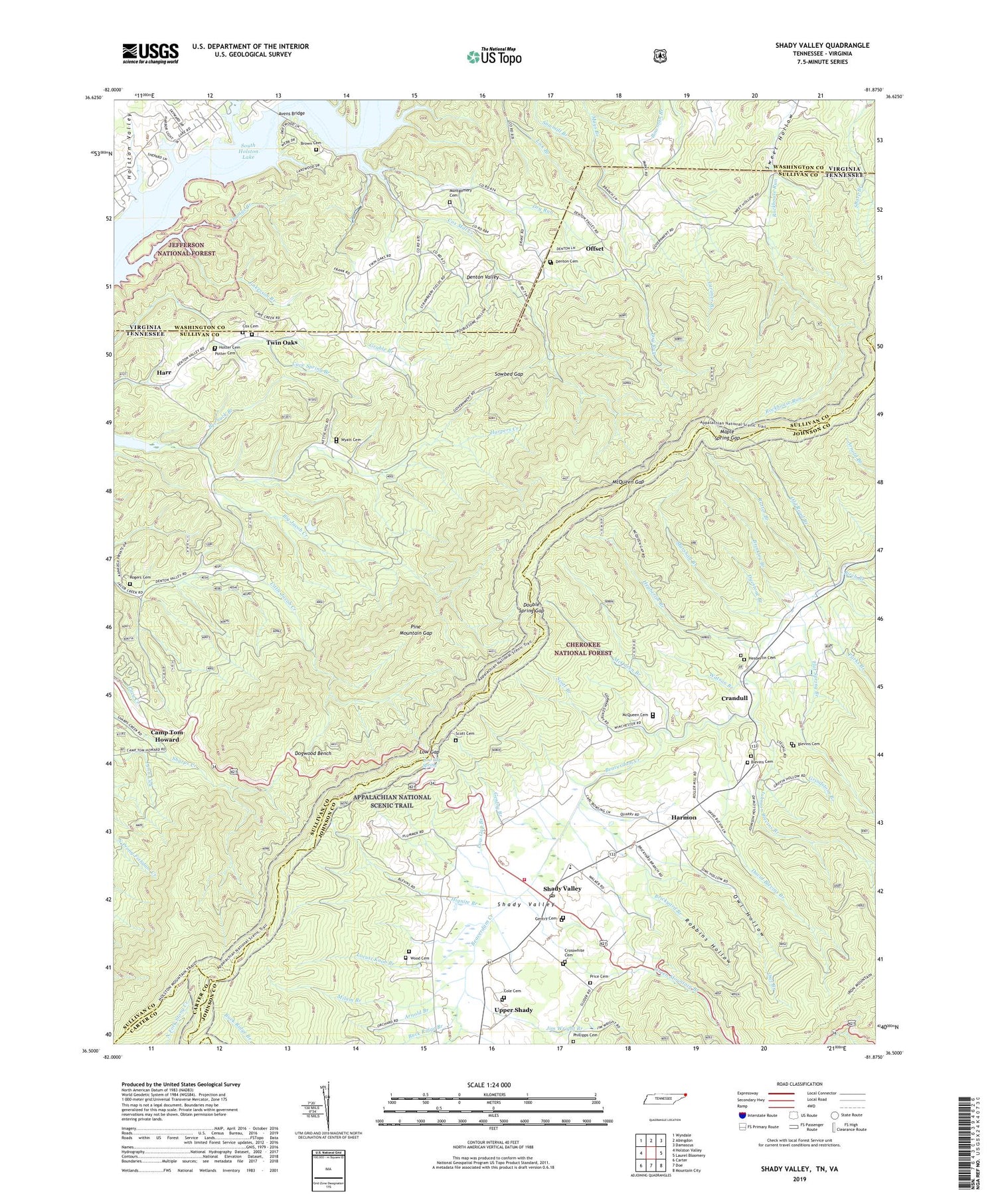 Shady Valley Tennessee US Topo Map Image