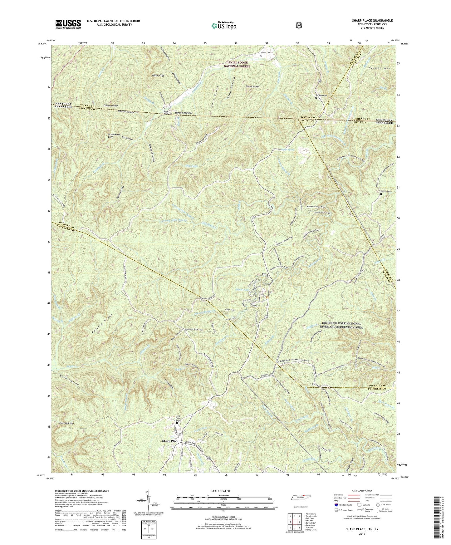 Sharp Place Tennessee US Topo Map Image