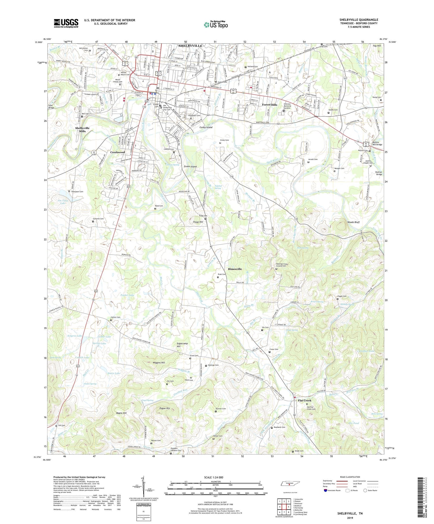 Shelbyville Tennessee US Topo Map Image