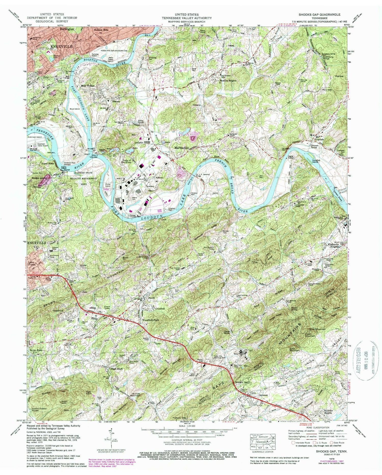 Classic USGS Shooks Gap Tennessee 7.5'x7.5' Topo Map Image