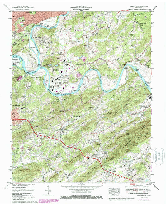Classic USGS Shooks Gap Tennessee 7.5'x7.5' Topo Map Image