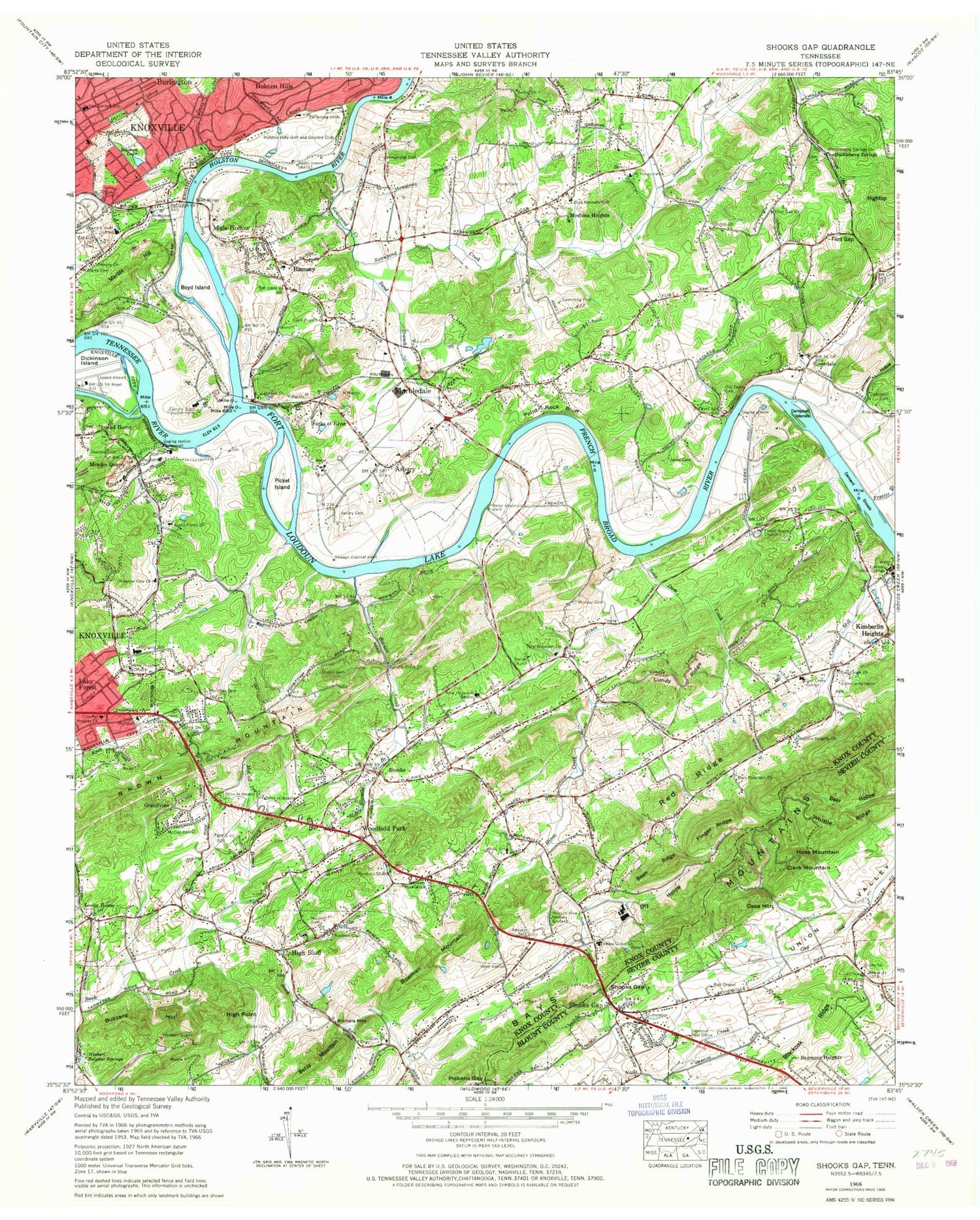 Classic USGS Shooks Gap Tennessee 7.5'x7.5' Topo Map Image