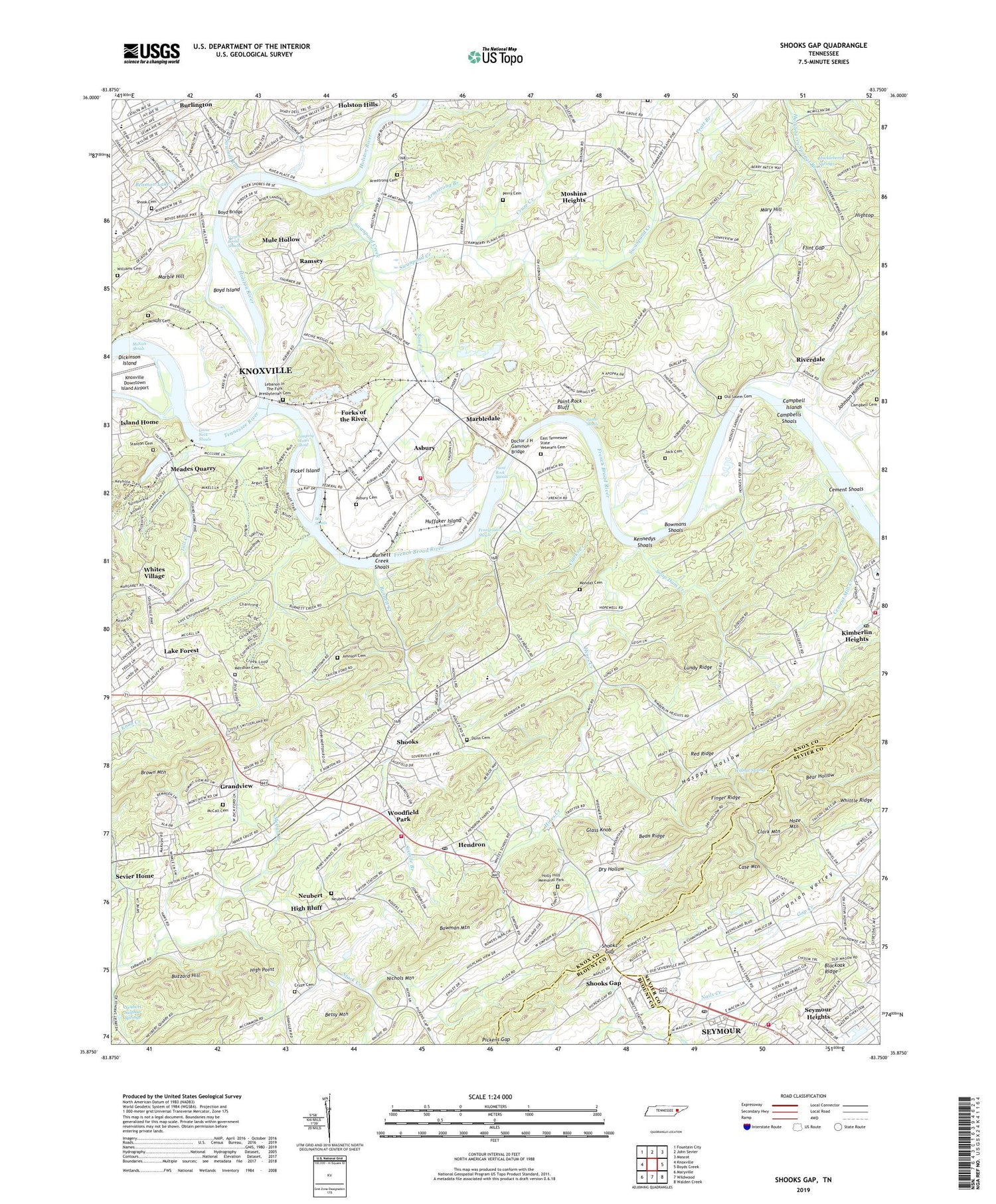 Shooks Gap Tennessee US Topo Map Image