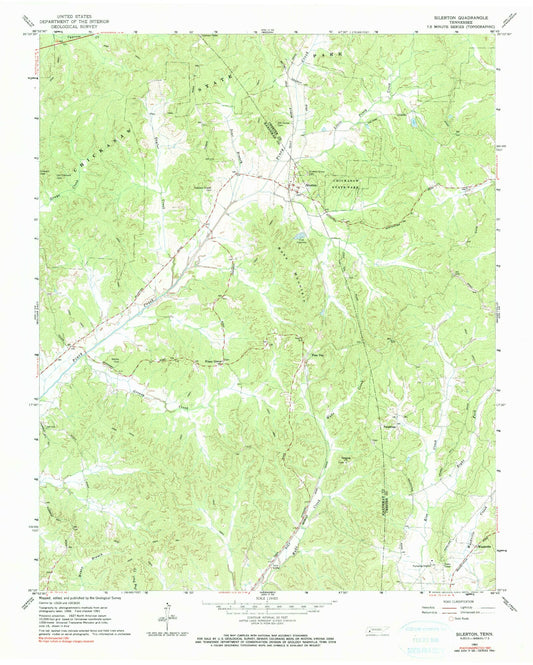 Classic USGS Silerton Tennessee 7.5'x7.5' Topo Map Image