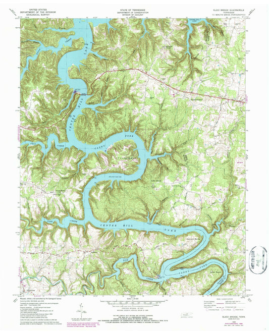 Classic USGS Sligo Bridge Tennessee 7.5'x7.5' Topo Map Image