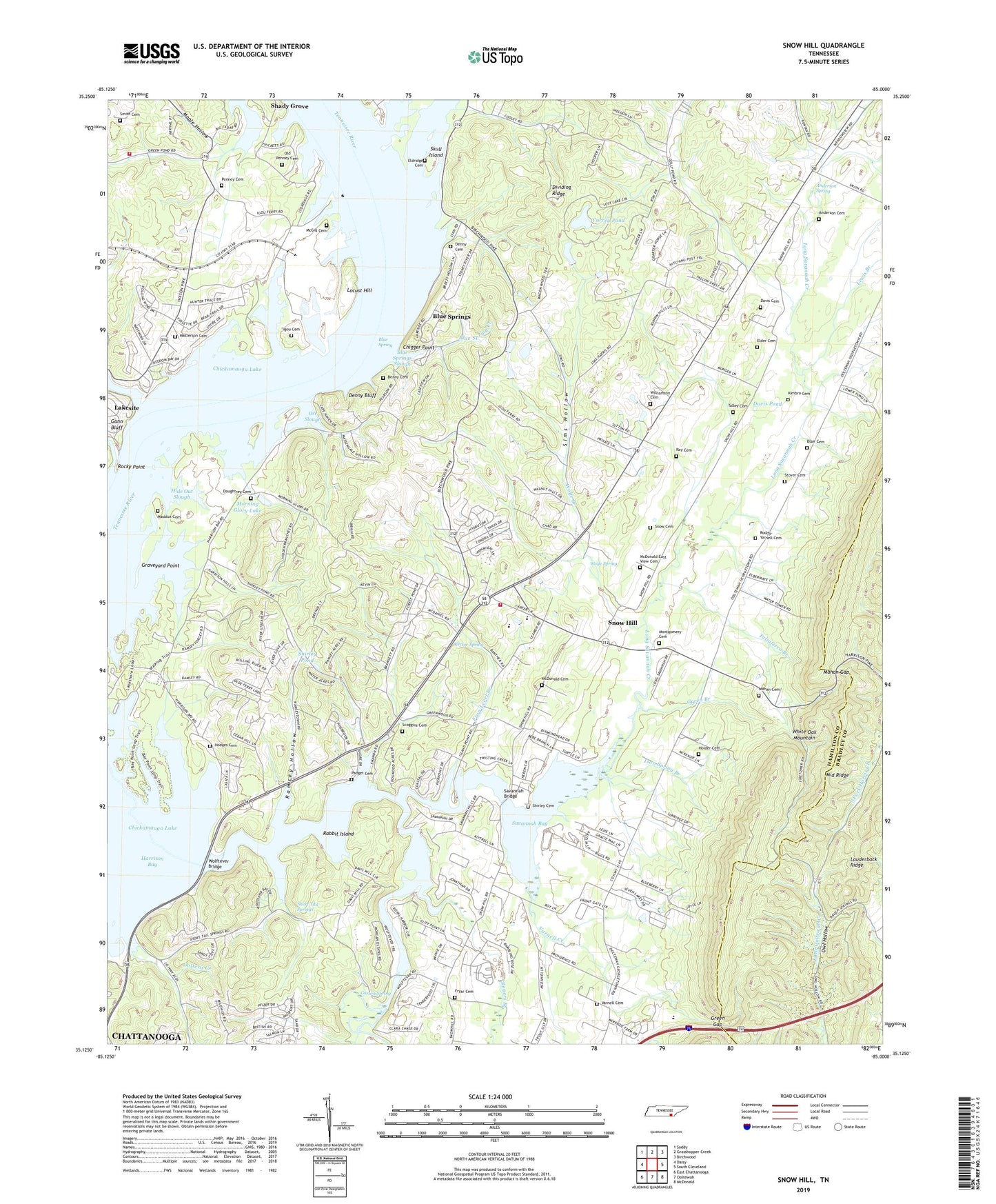 Snow Hill Tennessee US Topo Map Image
