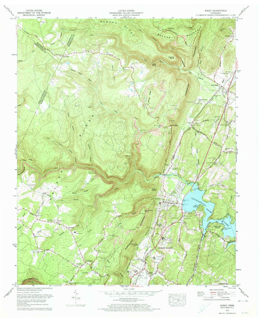 Classic USGS Soddy Tennessee 7.5'x7.5' Topo Map Image