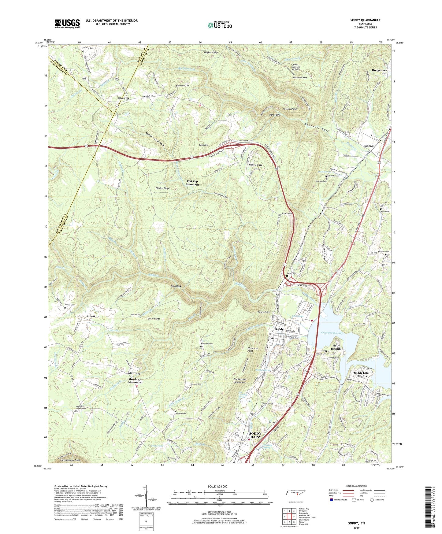 Soddy Tennessee US Topo Map Image