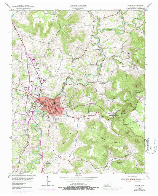 Classic USGS Sparta Tennessee 7.5'x7.5' Topo Map Image