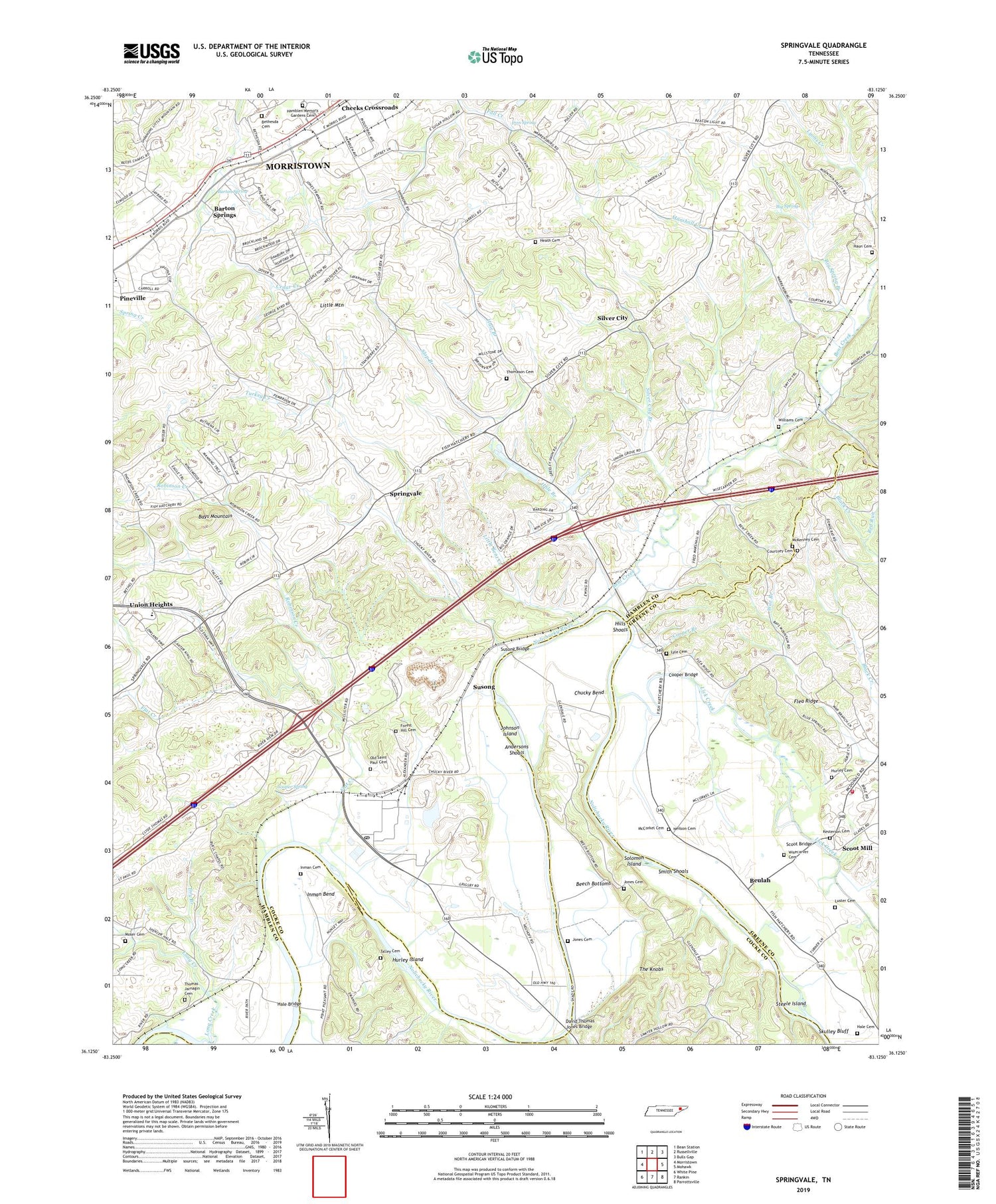 Springvale Tennessee US Topo Map Image