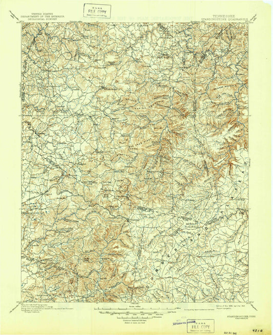 Historic 1898 Standing Stone Tennessee 30'x30' Topo Map Image