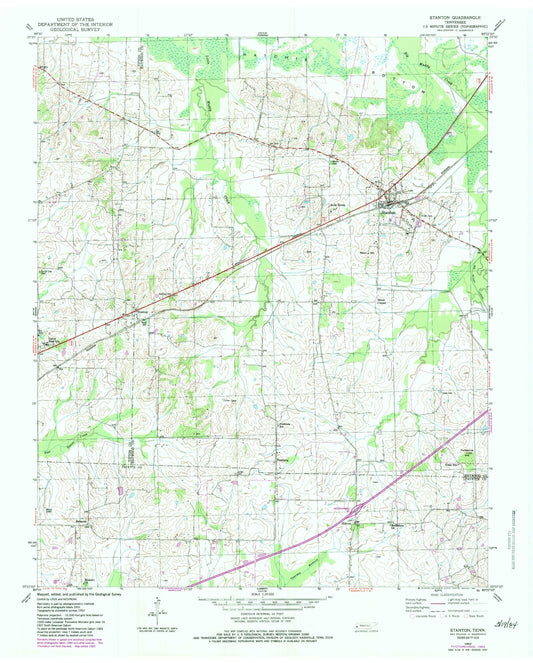Classic USGS Stanton Tennessee 7.5'x7.5' Topo Map Image
