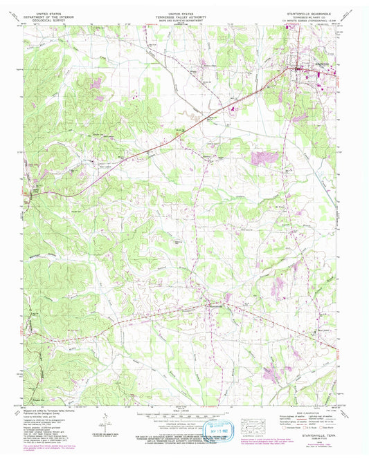Classic USGS Stantonville Tennessee 7.5'x7.5' Topo Map Image