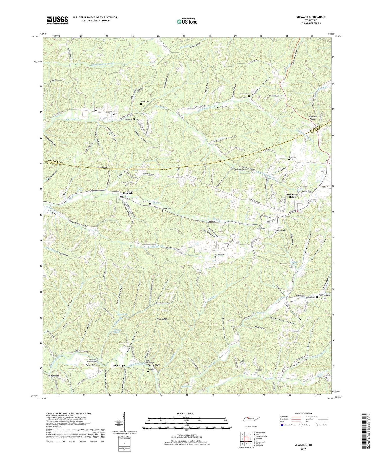 Stewart Tennessee US Topo Map Image