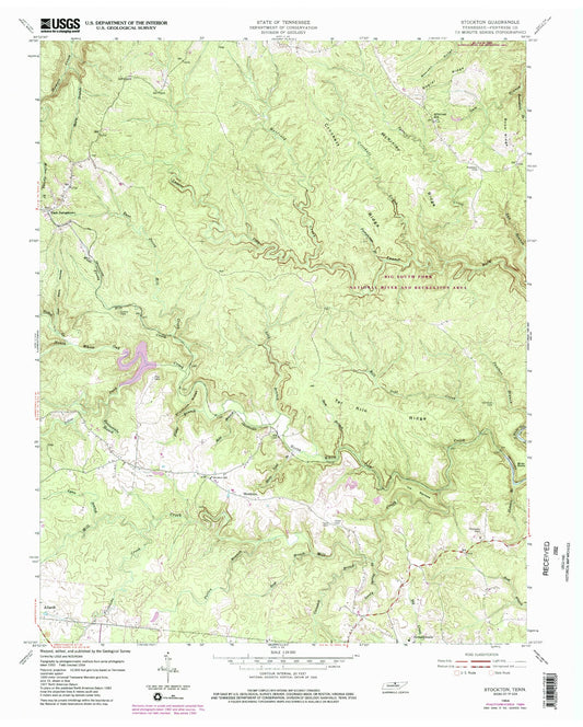 Classic USGS Stockton Tennessee 7.5'x7.5' Topo Map Image