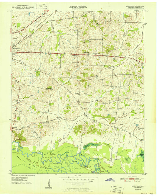 Classic USGS Sunnyhill Tennessee 7.5'x7.5' Topo Map Image