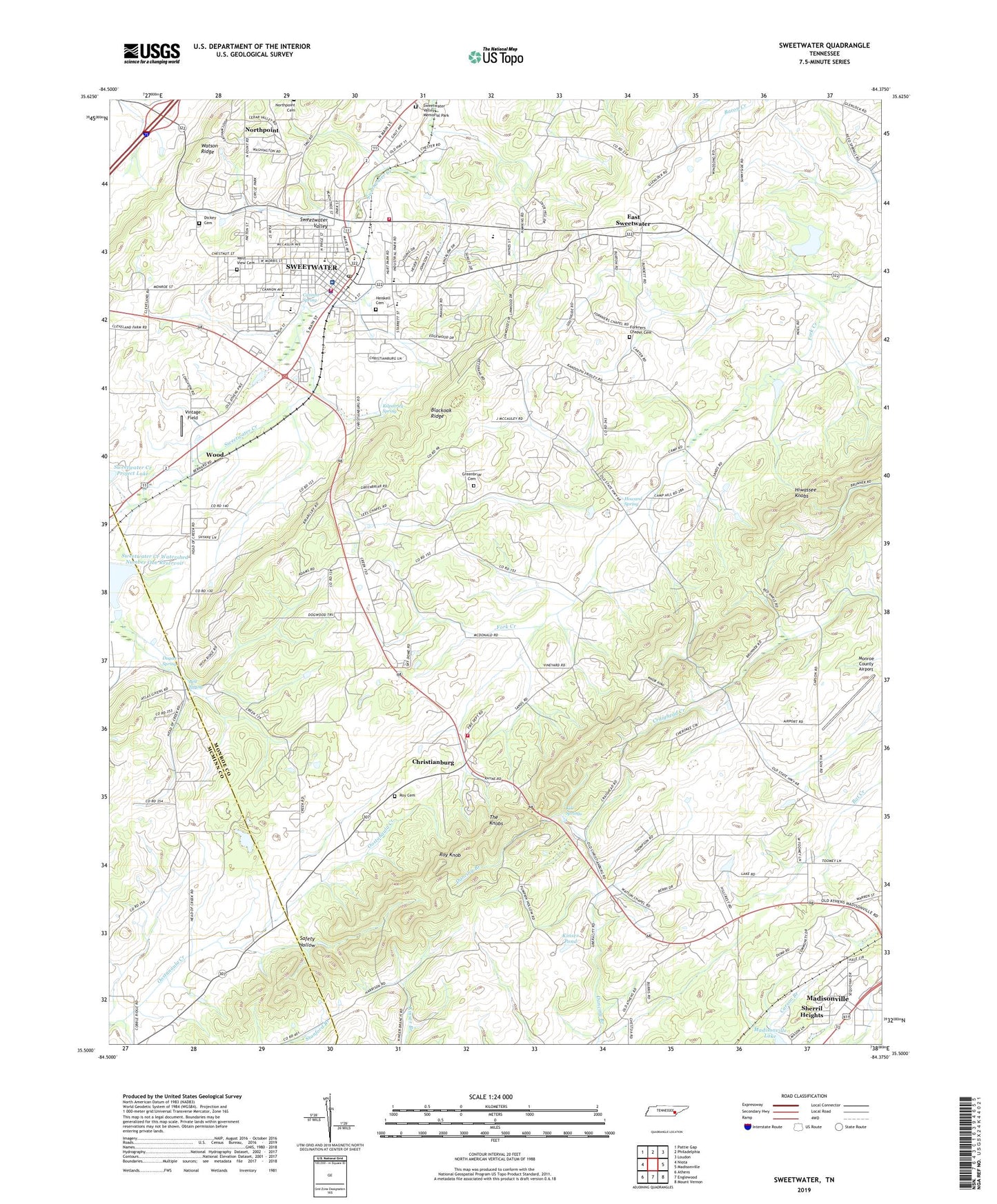 Sweetwater Tennessee US Topo Map Image