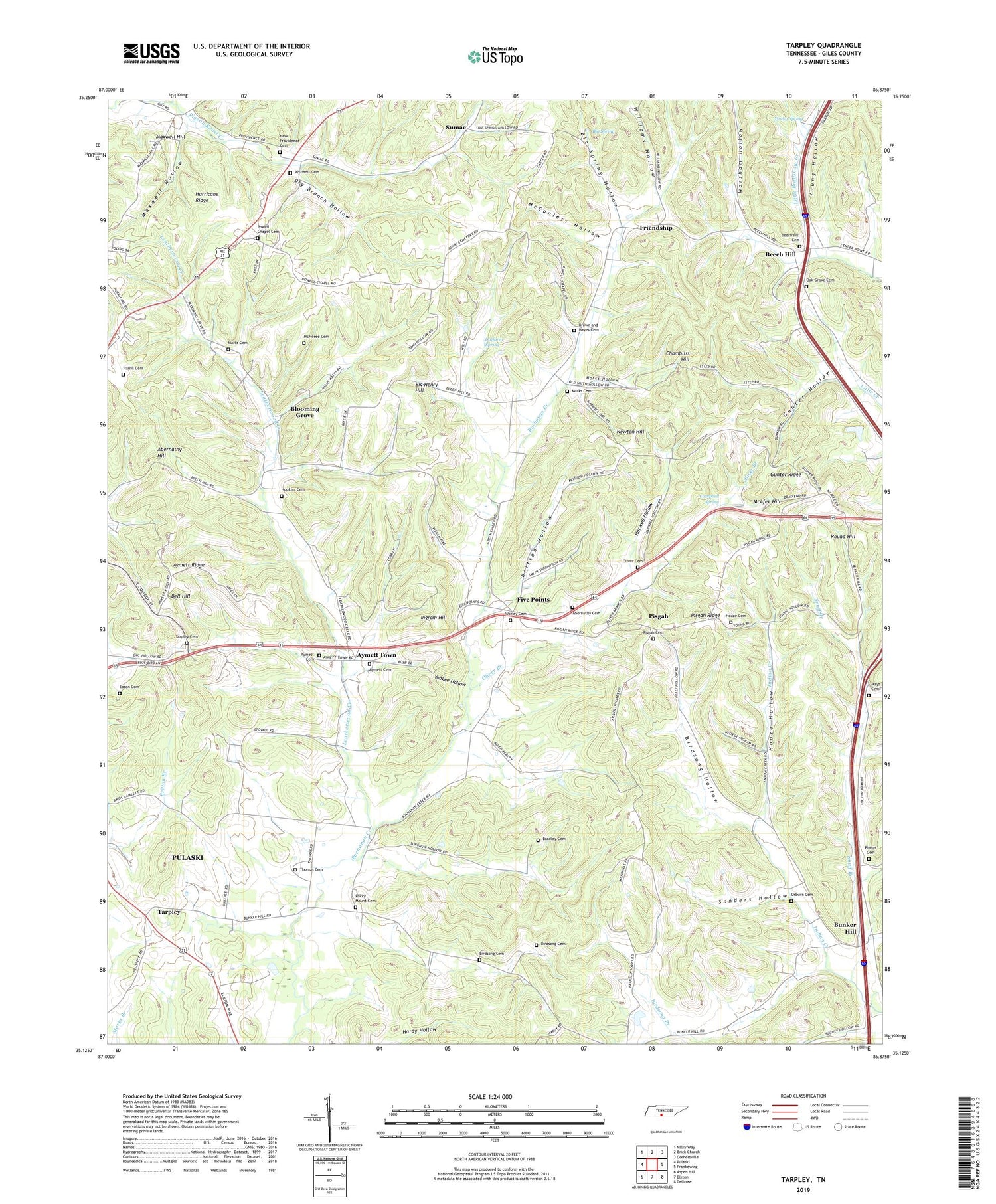 Tarpley Tennessee US Topo Map Image