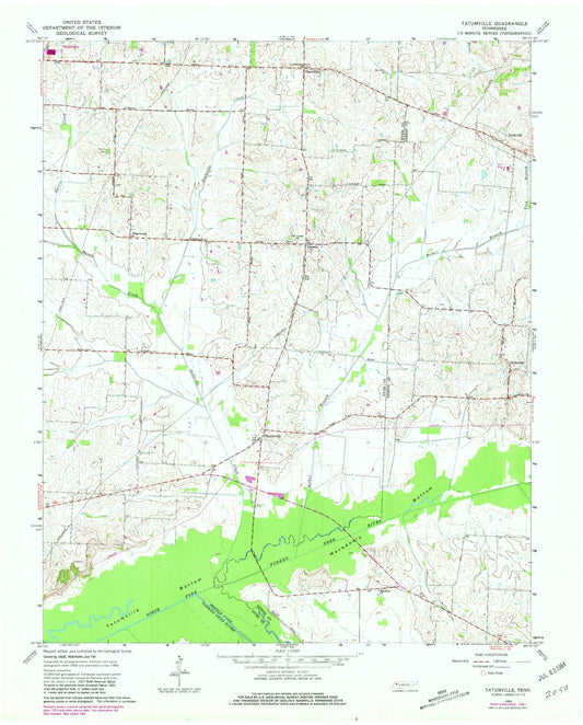 Classic USGS Tatumville Tennessee 7.5'x7.5' Topo Map Image