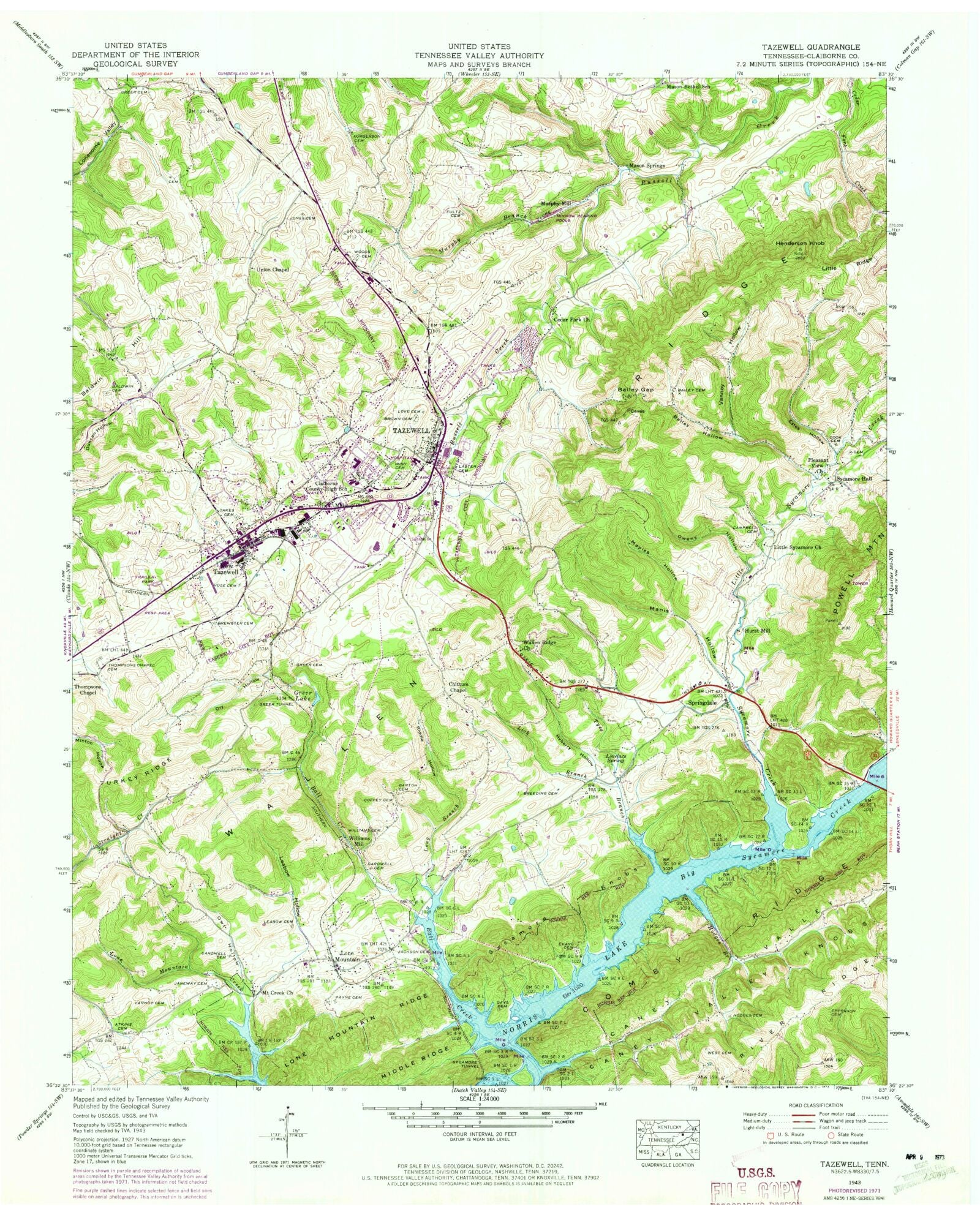 MyTopo　7.5'x7.5'　Map　Map　Tazewell　Tennessee　Store　Topo　–　Classic　USGS