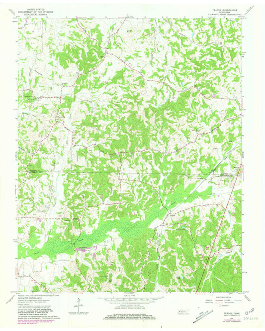 Classic USGS Teague Tennessee 7.5'x7.5' Topo Map Image