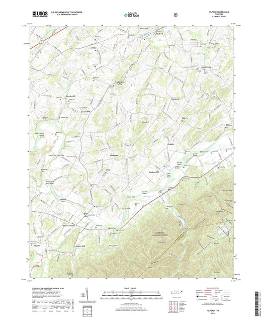 Telford Tennessee US Topo Map Image