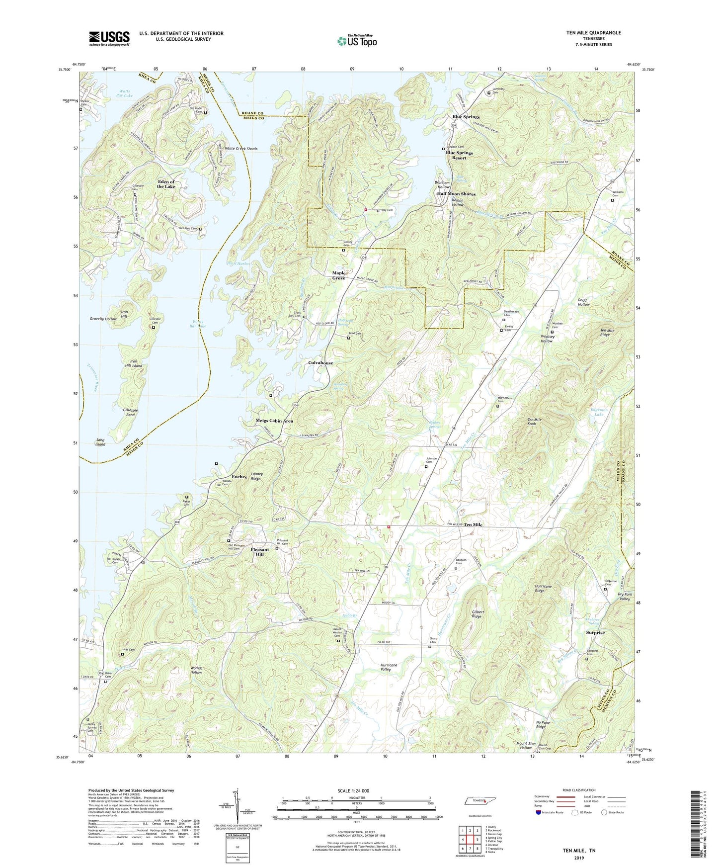 Ten Mile Tennessee US Topo Map Image