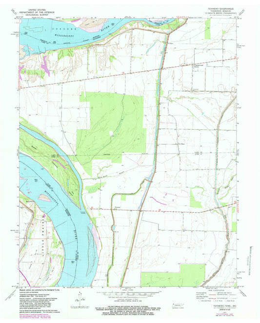 Classic USGS Tennemo Tennessee 7.5'x7.5' Topo Map Image