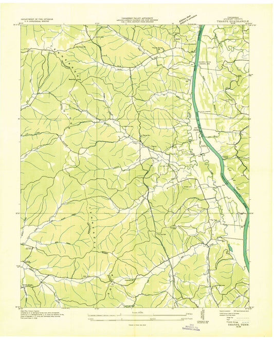 USGS Classic Tharpe Tennessee 7.5'x7.5' Topo Map Image