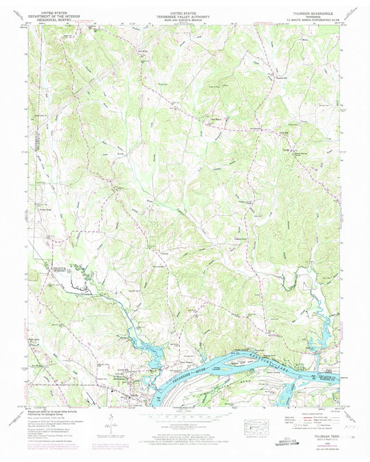 Classic USGS Thurman Tennessee 7.5'x7.5' Topo Map Image