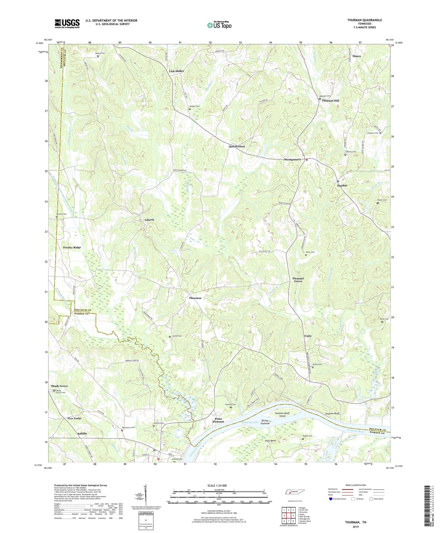 Thurman Tennessee US Topo Map Image