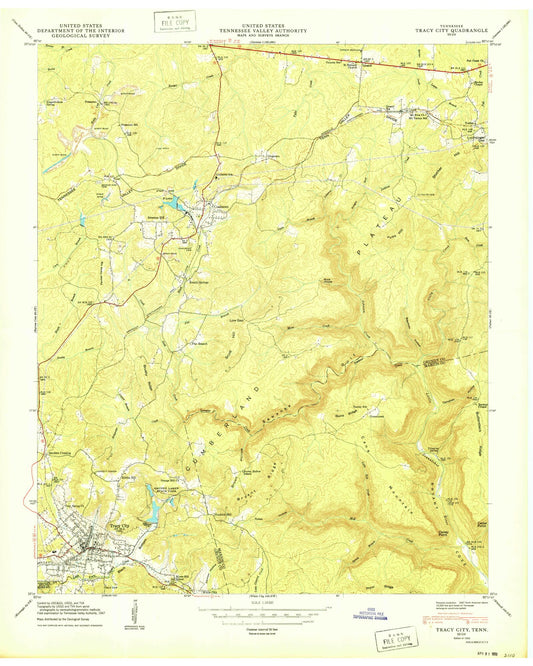 Classic USGS Tracy City Tennessee 7.5'x7.5' Topo Map Image