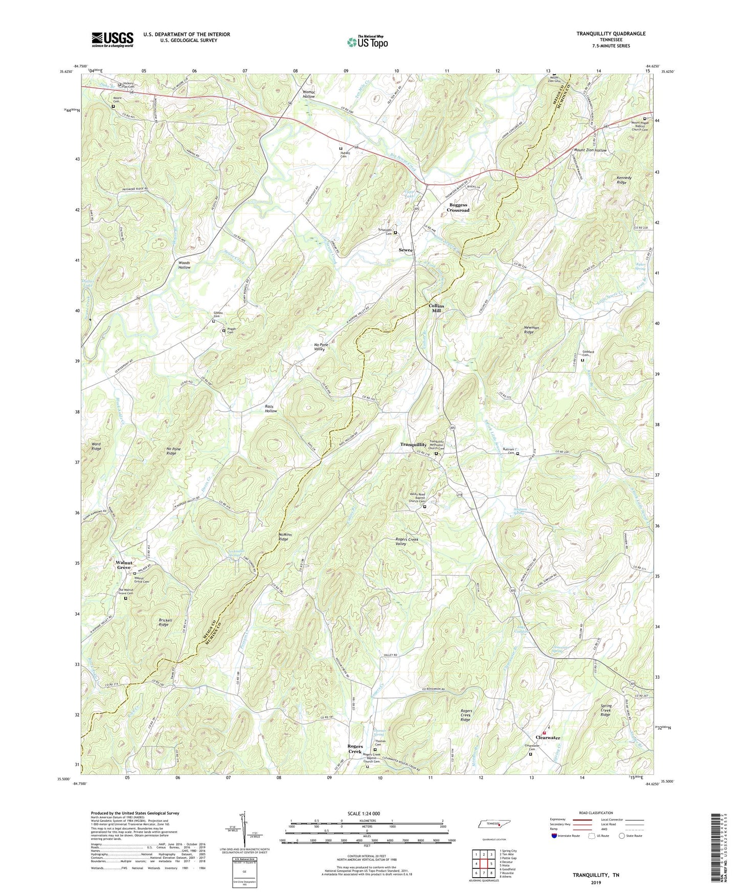 Tranquillity Tennessee US Topo Map Image